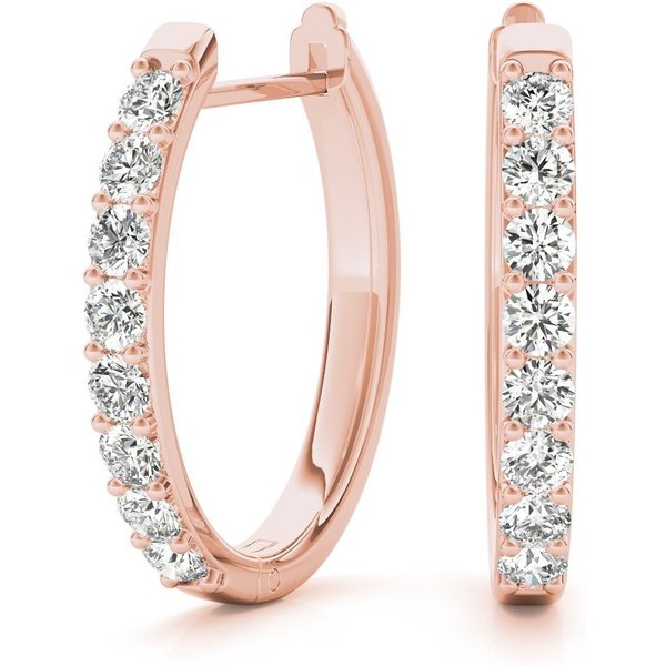 Kolczyki Koła w Owalnym Kształcie Shared-Prong 0.27 krt Diament Laboratoryjny 585 Różowe Złoto (14K)