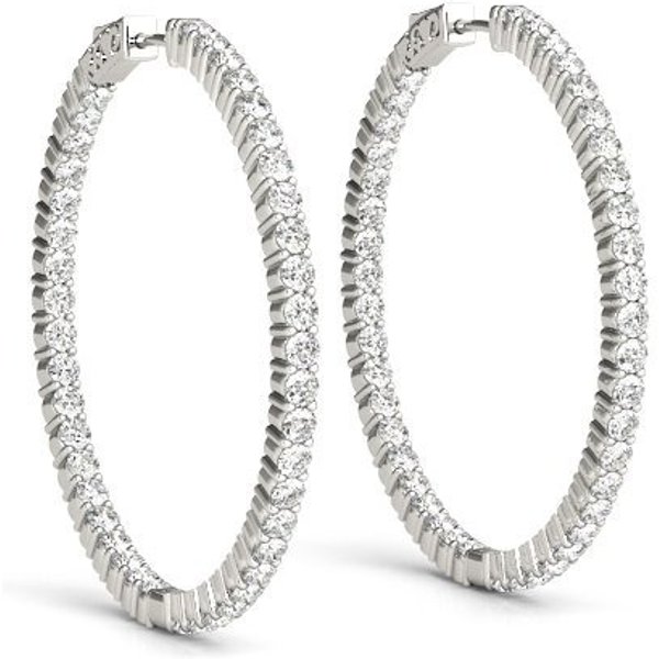 Inside-Out 23 mm Kolczyki Koła Shared Prong 1.00 krt Diament Laboratoryjny 750 Białe Złoto (18K)