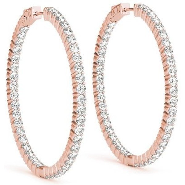 Inside-Out 30 mm Kolczyki Koła Shared Prong 4.40 krt Diament Laboratoryjny 585 Różowe Złoto (14K)