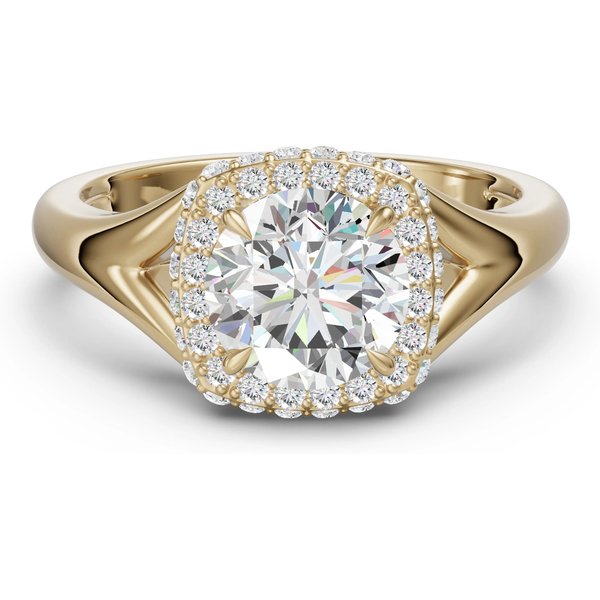 Klasyczny Pierścionek Zaręczynowy z Halo 2.50 ct Diament Laboratoryjny 750 Żółte Złoto (18K)