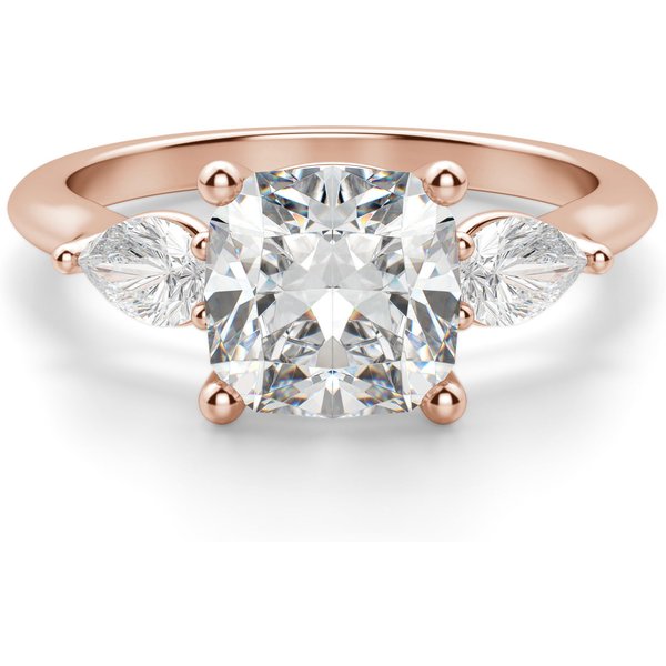 Klasyczny Poduszkowy Pierścionek Zaręczynowy z Gruszkowymi Bocznymi Kamieniami 1.25 ct Naturalny Diament 750 Różowe Złoto (18K)