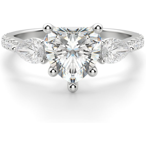 Sercowy Pierścionek Zaręczynowy Accented z Gruszkowymi Bocznymi Kamieniami 1.25 ct Laboratoryjny Diament 950 Platyna
