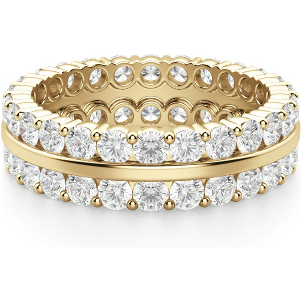 Obrączka Ślubna Dwurzędowa Eternity z Okrągłymi Kamieniami 2.25 mm Laboratoryjny Diament 750 Żółte Złoto (18K)