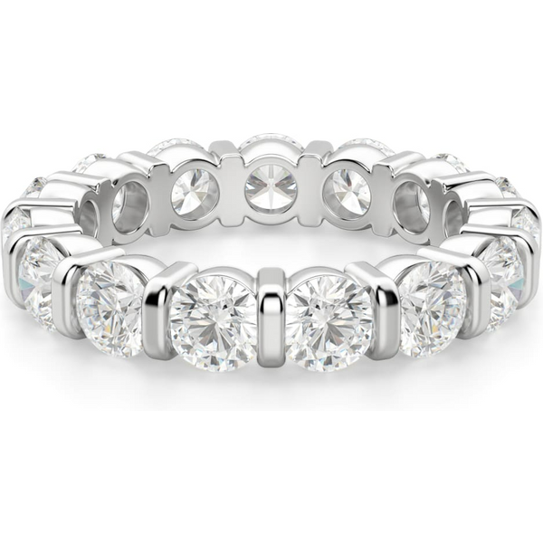 Obrączka Ślubna Eternity Bar Set z Okrągłymi Kamieniami 3.70 mm Laboratoryjny Diament 585 Białe Złoto (14K)