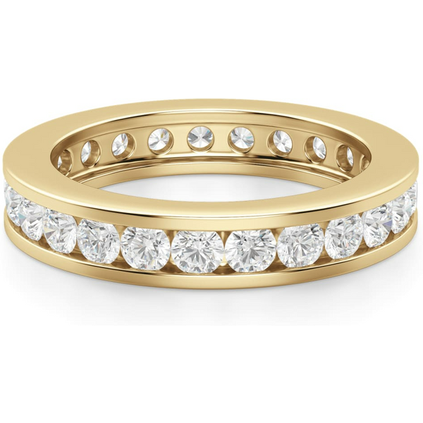 Obrączka Ślubna Eternity Channel Set z Okrągłymi Kamieniami 2.50 mm Laboratoryjny Diament 750 Żółte Złoto (18K)