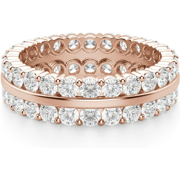 Obrączka Ślubna Dwurzędowa Eternity z Okrągłymi Kamieniami 2.25 mm Laboratoryjny Diament 750 Różowe Złoto (18K)