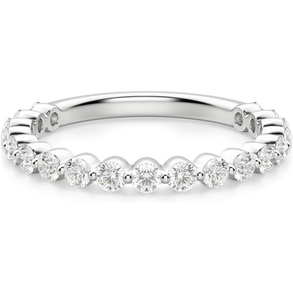 Obrączka Ślubna Half Eternity Shared Prong z Okrągłymi Kamieniami 2.00 mm Laboratoryjny Diament 585 Białe Złoto (14K)