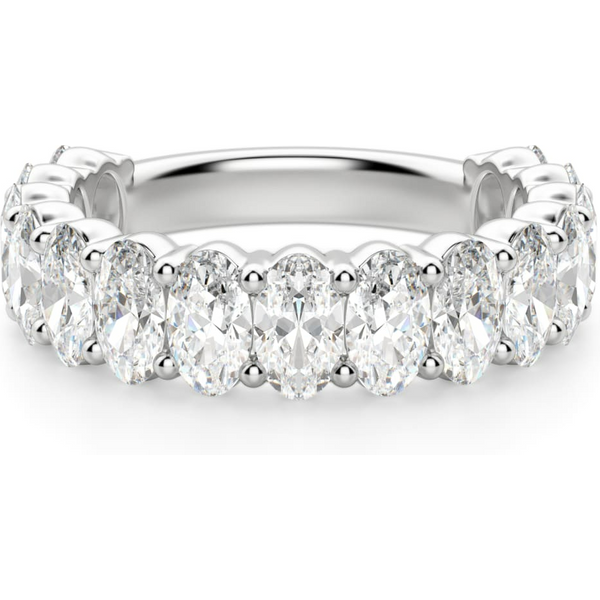 Obrączka Ślubna Half Eternity z Owalnymi Kamieniami 5x3 mm Laboratoryjny Diament 585 Białe Złoto (14K)