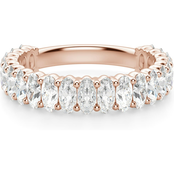 Obrączka Ślubna Half Eternity z Owalnymi Kamieniami 4x3 mm Laboratoryjny Diament 750 Różowe Złoto (18K)