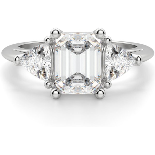Timeless Szmaragdowy Pierścionek Zaręczynowy 1.00 ct Laboratoryjny Diament 585 Białe Złoto (14K)