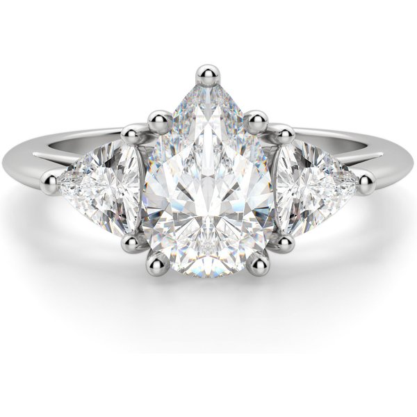 Timeless Gruszkowy Pierścionek Zaręczynowy 1.00 ct Laboratoryjny Diament 585 Białe Złoto (14K)