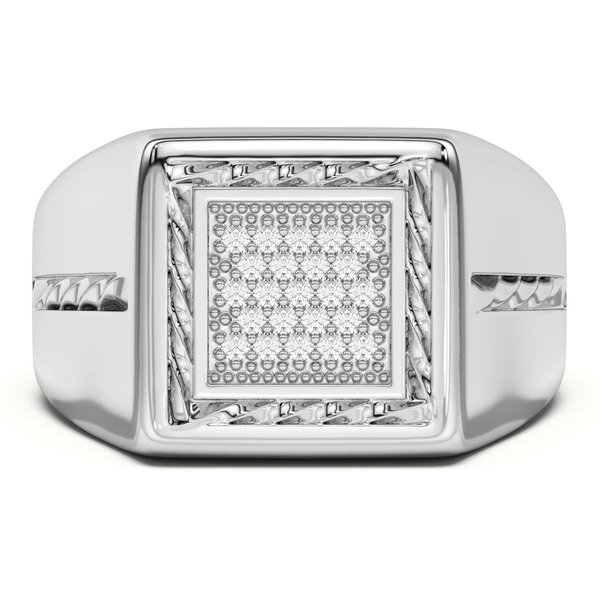 Męski Pierścionek Kwadratowy Rope Effect Comfort Fit Laboratoryjny Diament 585 Białe Złoto (14K)