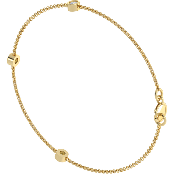 Bransoletka Trio Station z Okrągłymi Laboratoryjnymi Diamentami 0.30 ct 417 Żółte Złoto (10K)