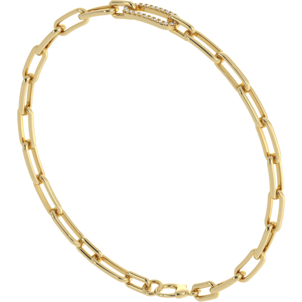 Bransoletka Link z Okrągłymi Laboratoryjnymi Diamentami 0.09 ct 417 Żółte Złoto (10K)