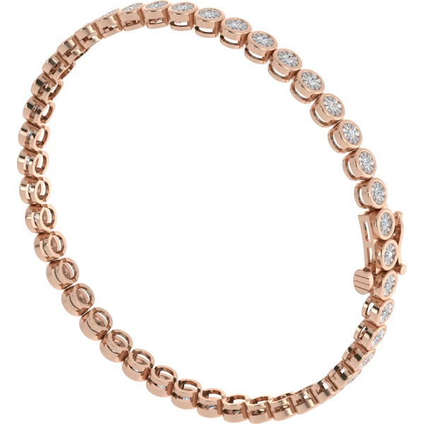 Bransoletka Bezel Bridge z Okrągłymi Laboratoryjnymi Diamentami 1.02 ct 750 Różowe Złoto (18K)