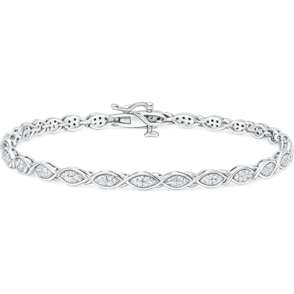 Bransoletka Marquise Vine z Okrągłymi Laboratoryjnymi Diamentami 0.08 ct 750 Białe Złoto (18K)