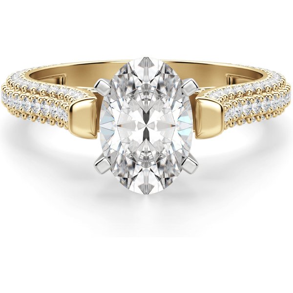 Seine Owalny 3.00 ct Pierścionek Zaręczynowy Diament Laboratoryjny 585 Żółte Złoto