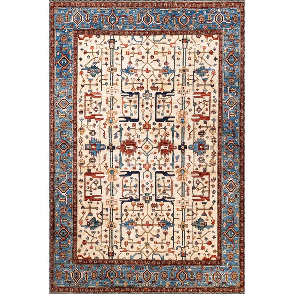 Georvian Blue Tone Machine Washable Vintage Oriental Rug
