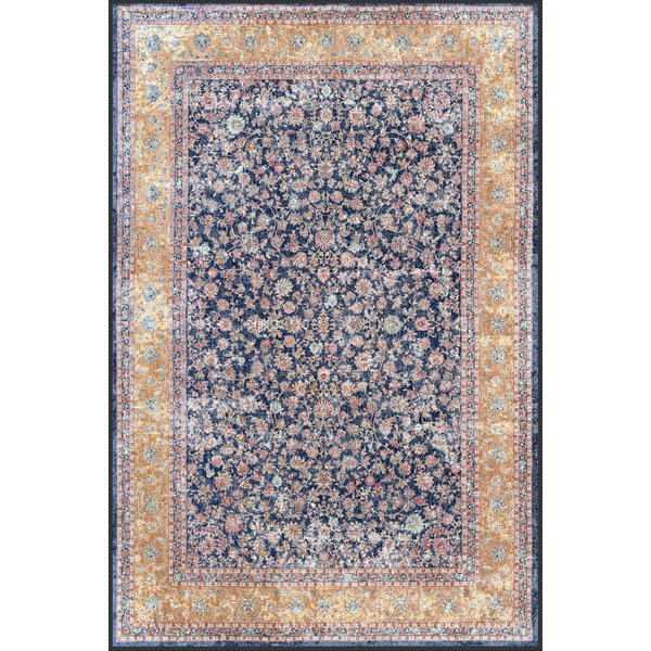 Thalora Navy Floral Vintage machine washable rug