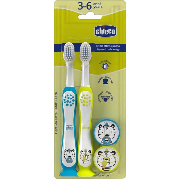 Chicco Pack Cepillo Dental 3-6 AñOs Azul/Verde 2Uds-image
