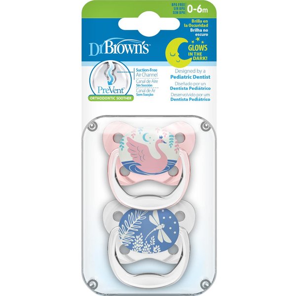 Dr Brown's Prevent Chupete Silicona Nocturno 0-6 M 2 Uds-image