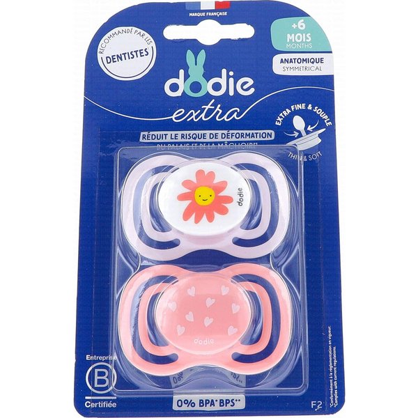 Dodie Extra Chupete AnatóMico +6M F2 Natural Rosa 2 Uds-image