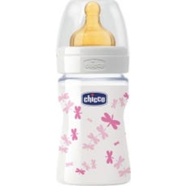 Chicco BiberóN Cristal Tetina Ancha Normal Caucho +0M Rosa 150Ml 1Ud-image
