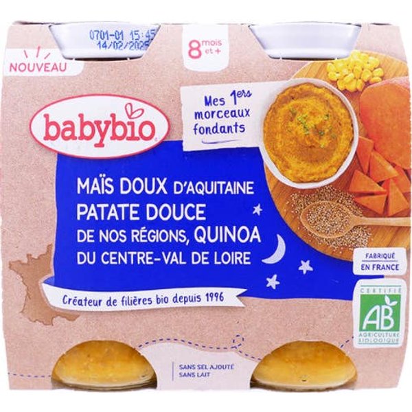 Babybio Buenas Noches MaíZ Patatas Quinoa 8M+ Bio 2X200G-image