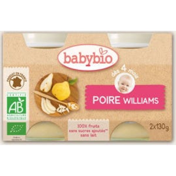 Babybio Organic Pear Jars En 4 Meses 2X130G-image