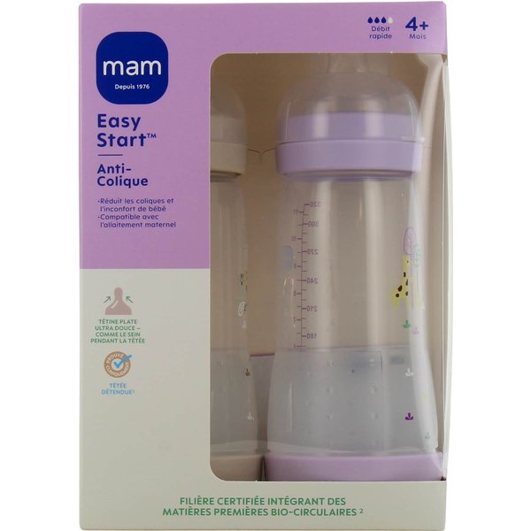Mam Easy Start Nature BiberóN Tetina F3 Lila Arena 320Ml 2Uds-image