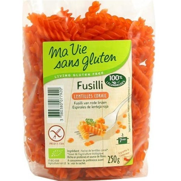 Ma Vie Sans Gluten Fusilli De Lenteja Roja Bio 250 G-image
