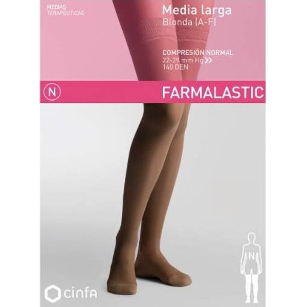 Farmalastic Media Larga Blonda (A-F) CompresióN Normal T-Reina Negro 1 Par-image