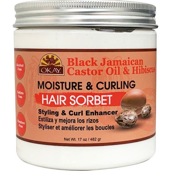 Okay Aceite De Ricino Negro De Jamaica Moisture & Curling Sorbete Para Cabello Con Hibisco, 482G-image