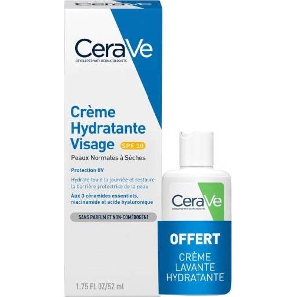 Cerave® Crema Facial SPF30 52Ml + Crema Limpiadora 20Ml-image