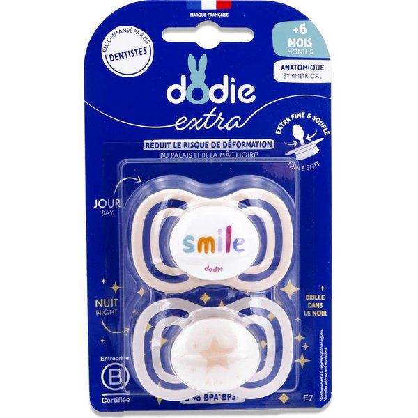 Dodie Extra Chupete AnatóMico +6M F7 Fino DíA Noche 2 Uds-image