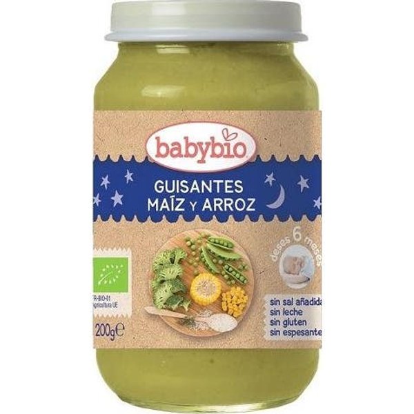 BabyBio Tarrito EcolóGico De Guisantes, MaíZ Y Arroz 200 G-image