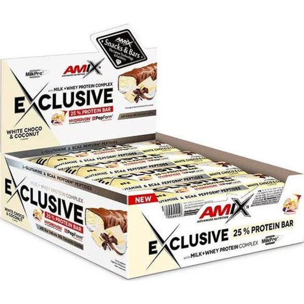 Amix Exclusive Protein Bar Chocolate Blanco Coco 12 X85 G-image