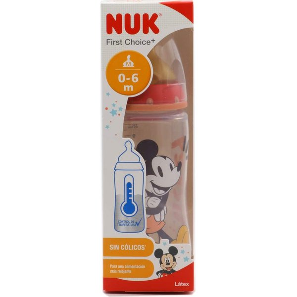 NUK BiberóN Fc+ Pp Con Tetina De LáTex Mickey Mouse 0-6 Meses 300Ml-image
