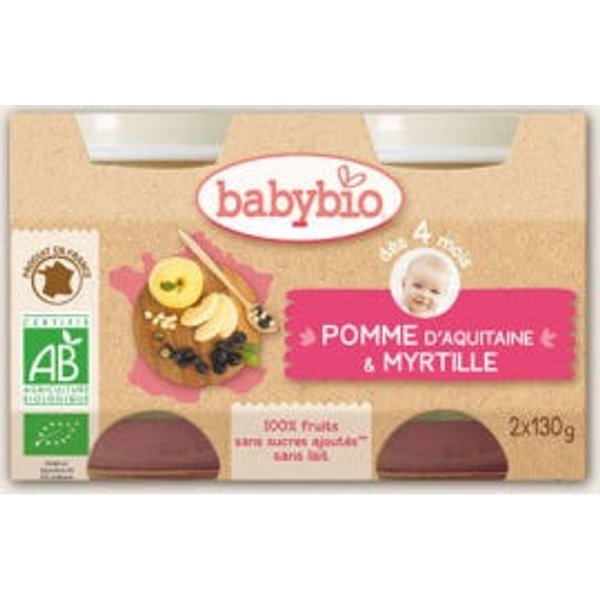 Babybio Organic Blueberry Apple Jars En 4 Meses 2X130G-image