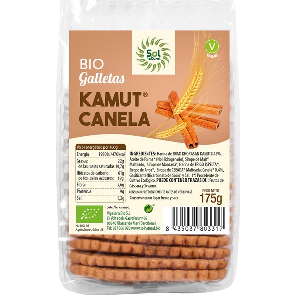 Solnatural Galletaskamut Canela Bio Vegano 175G-image