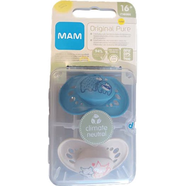 MAM Original Pure Chupete Silicona +16 M Azul 2 Uds-image