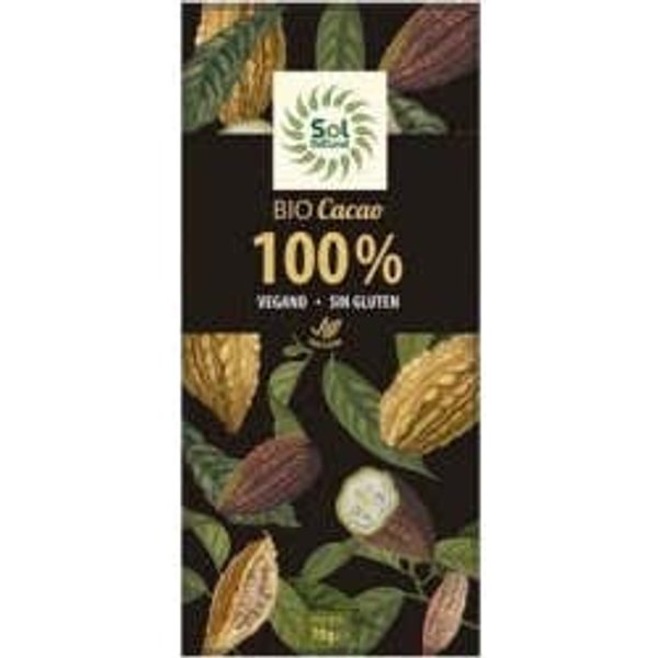 Solnatural Choco Cacao Puro 100% Bio Sin Gluten 70 G-image
