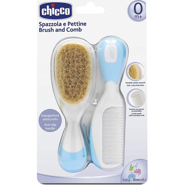 Chicco Pack Cepillo Y Peine De Pelo Natural Azul 0M+-image
