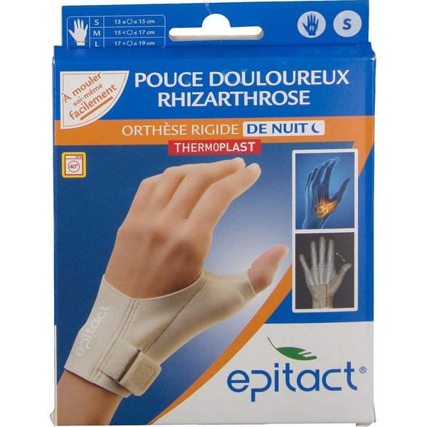 Epitact - Ortesis RíGida Termoformable Para La Noche Dolorosa Para El Pulgar Rizartrosa Para La Mano Derecha Talla S-image