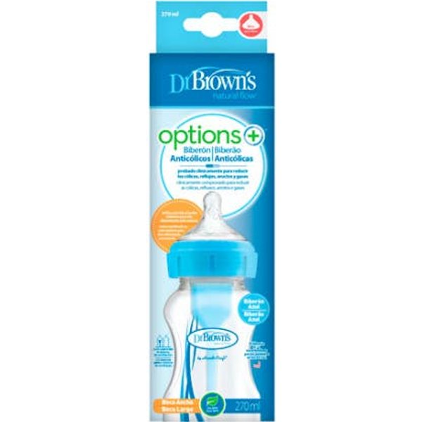 Dr. Brown's Biberon Boca Ancha Options+ Azul 270Ml-image