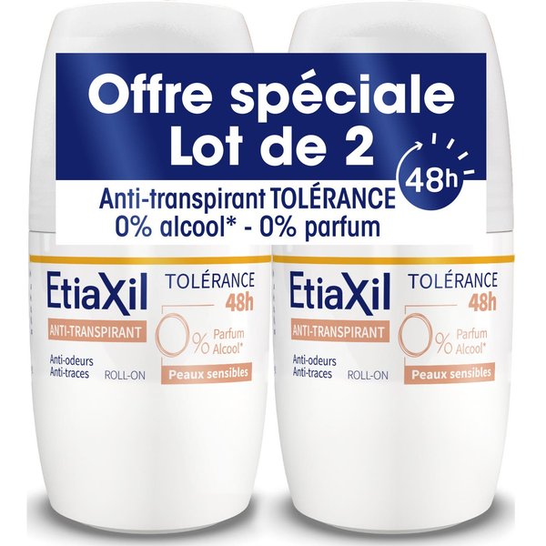 Etiaxil DéDorant Anti-Transpirant ToléRance 48 H Peaux Sensibles Roll-On 2 X50 Ml-image