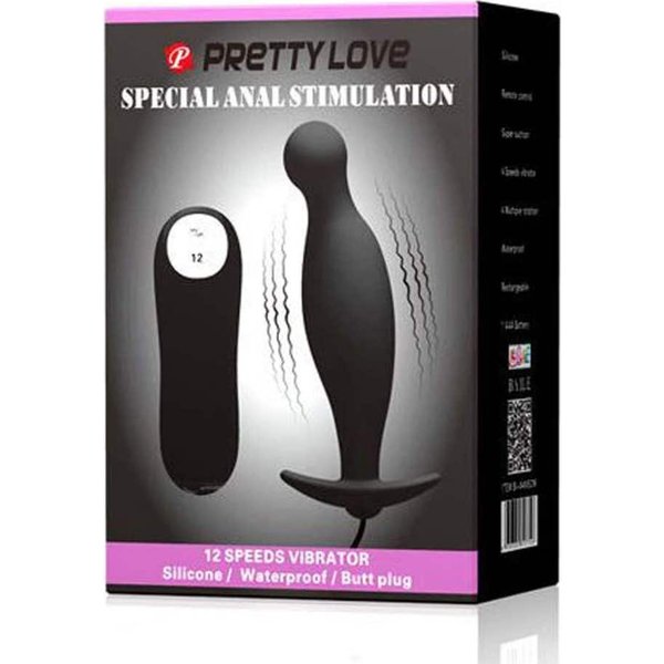 Pretty Love Plug Anal Silicona 12 Modos Vibracion Negro 1Ud-image