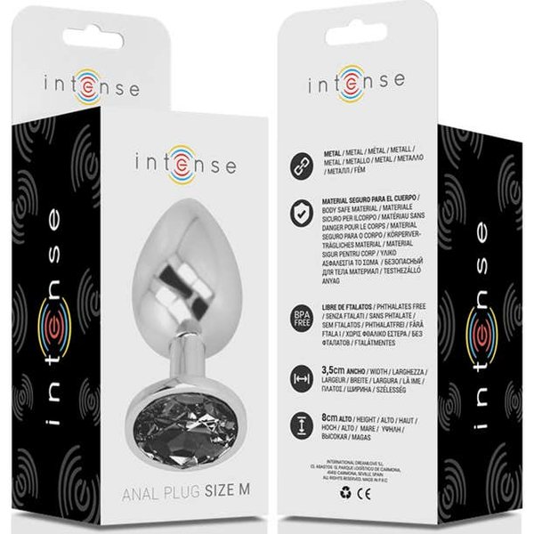 Intense Plug Anal Metal Con Cristal Negro Talla M 1Ud-image