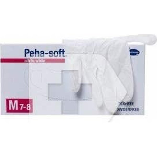 Peha-Soft Guantes Desechables De Nitrilo Blancos Talla M 100Uds-image