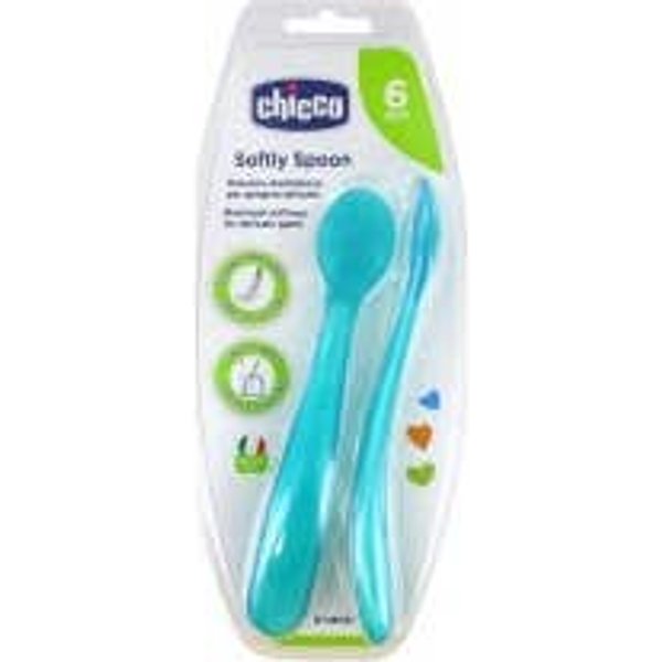 Chicco Cuchara Infantil Silicona Easy Training Azul +6M 2U-image